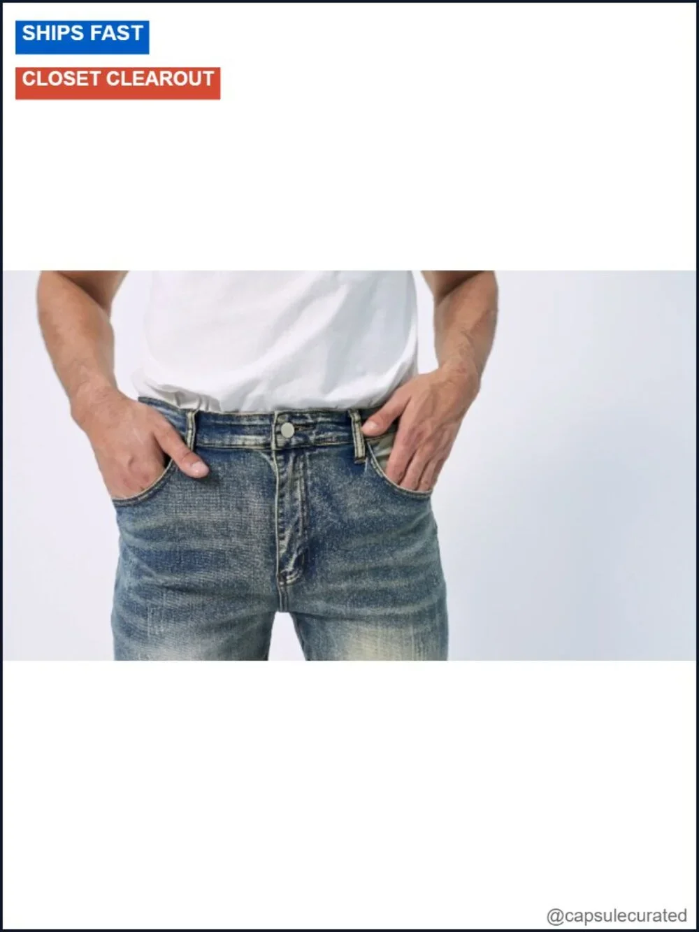 Men's Biker Moto Washed Distressed Slim Fit Straight Jeans Denim